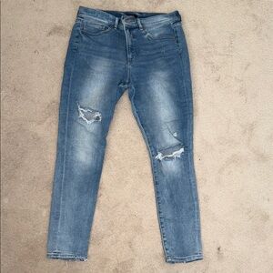 Express Blue Distressed Skinny Jeans